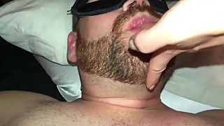 Husband eats up his wifeâ€™s creampie filled pussy. Feeding him every cumdrop